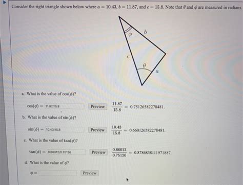 Solved Consider The Right Triangle Shown Below Where A