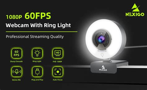 2021 NexiGo N960E 1080P 60FPS AutoFocus Webcam with Ring Light and Mic