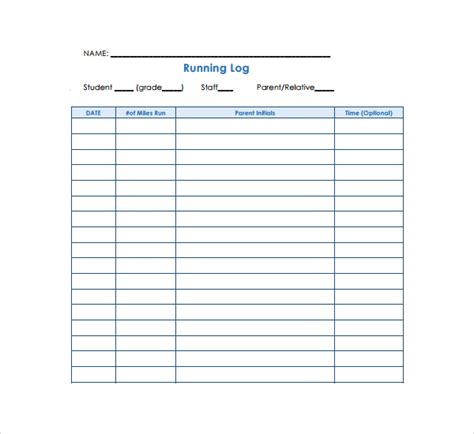 FREE 9 Sample Running Log Templates In PDF