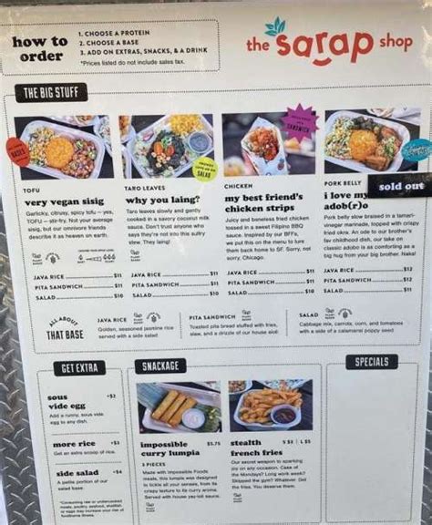 The Sarap Shop Filipino Food Truck Menu In San Francisco California Usa