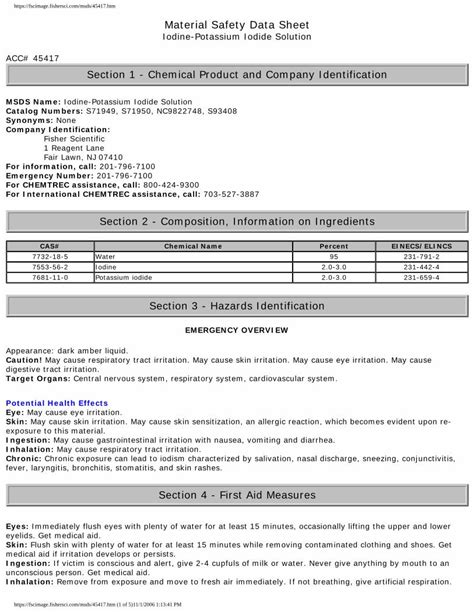 Pdf Material Safety Data Sheet Iodine Msds I