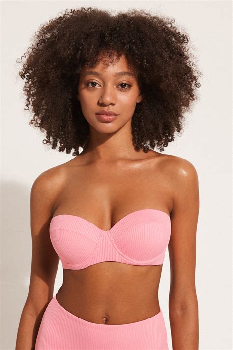 Bikini Bandeau con Relleno de Canalé de Microfibra Reciclada Tezenis