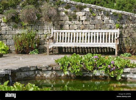 Garden Bench In Walled Garden At Wallington Hall Northumberland April
