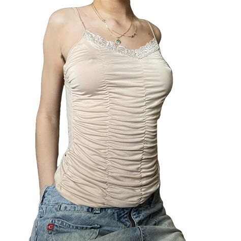 Vintage Y K Gold Beige Nude Lingerie Vest So Peng Depop