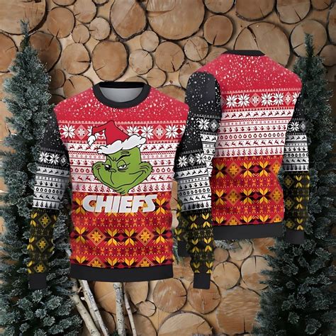 Kansas City Chiefs Grinchmas Ugly Christmas Sweater Chiefsfam