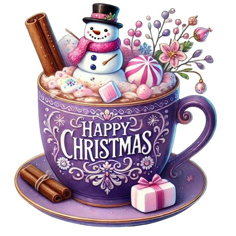 Watercolor Christmas Hot Chocolate Clipart Festive Cocoa PNG Digital