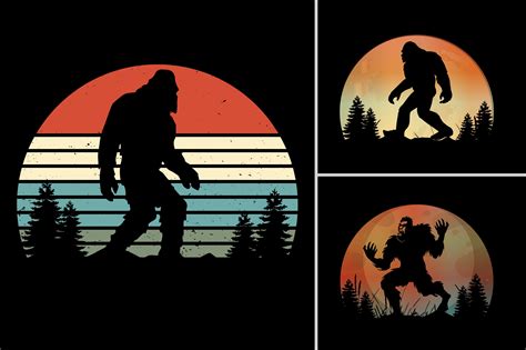 Bigfoot Retro Vintage Sunset Background Graphic By T Shirt Design