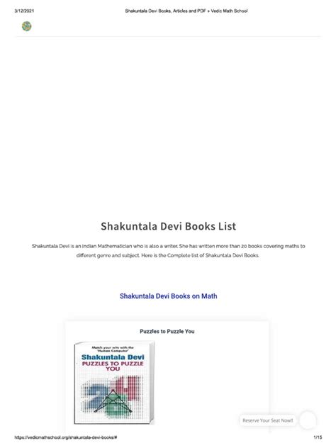 shakuntala devi books list vedic math school