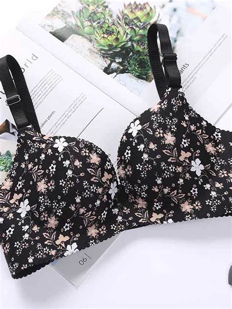 Women Lingerie Seamless Adjustable Bra Sexy Comfortable Nylon Flower Print One Piece Underwear