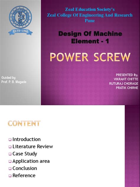 Design of Machine Element - 1: Zeal Education Society's Zeal College of