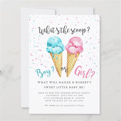 Ice Cream Gender Reveal Party Invitation Zazzle