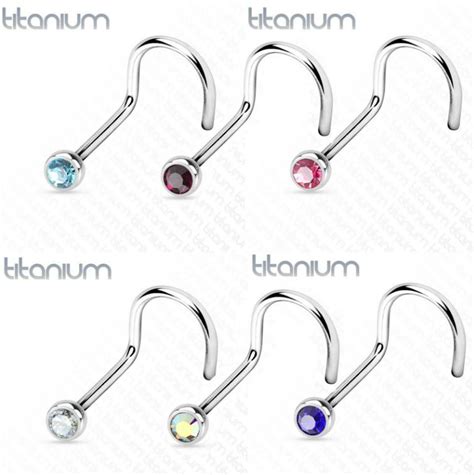 Серьга для пирсинга Ebay Implant Grade Titanium Gem Nose Stud Screw ...
