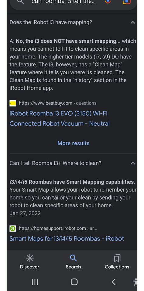 I tried looking up if roomba i3 has smart mapping but I got two ...