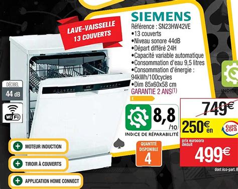 Promo Lave Vaisselle 13 Couverts Siemens Chez Cora ICatalogue Fr