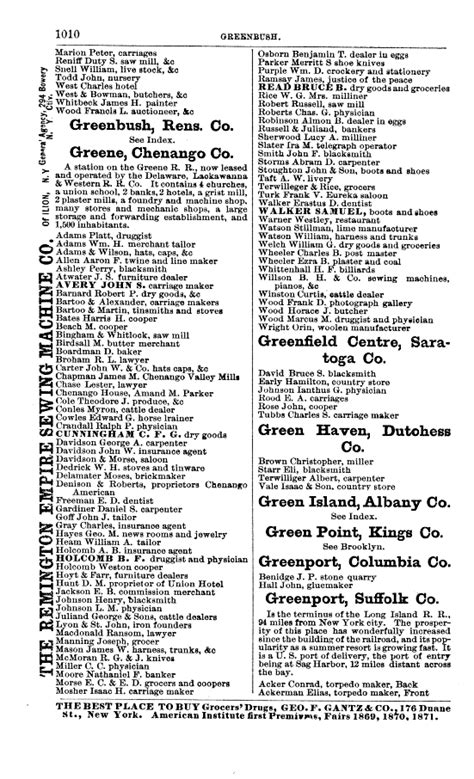 Boyds 1872 Directory Greenport And Green River Columbia Conew York