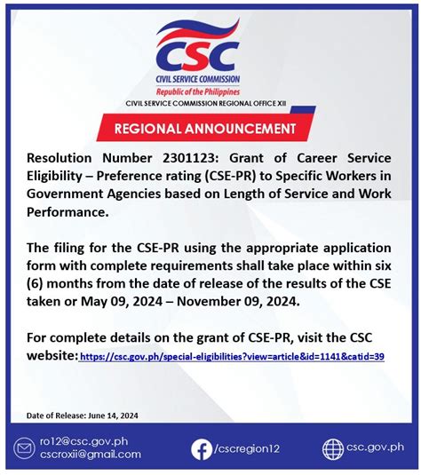 grant  career service eligibility preference rating cse pr
