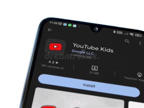 Youtube Kids App Play Store Page On Smartphone On White Background