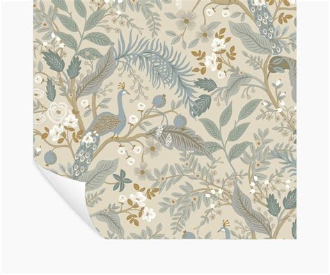 Peacock Garden Peel & Stick Wallpaper - Linen - Riflepaperco