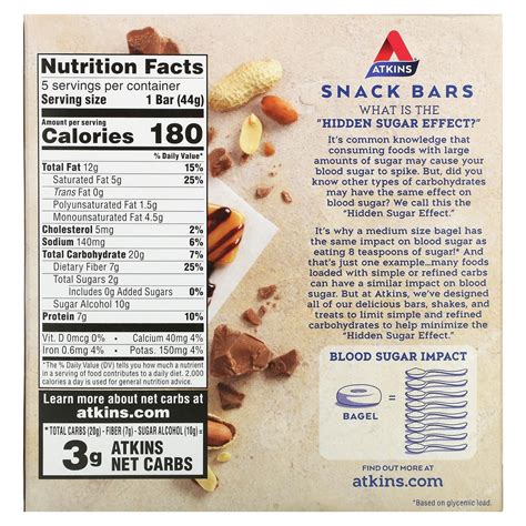 Atkins Snack Caramel Chocolate Nut Roll Bar 5 Bars 155 Oz 44 G Each