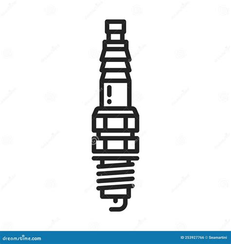 Car Engine Spark Plug Line Icon Automotive Parts Stock Vector