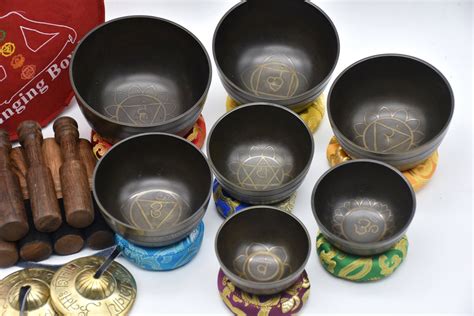 Natural Bronze Chakra Singing Bowl Set Of 7 Tibetan Singing Bowls