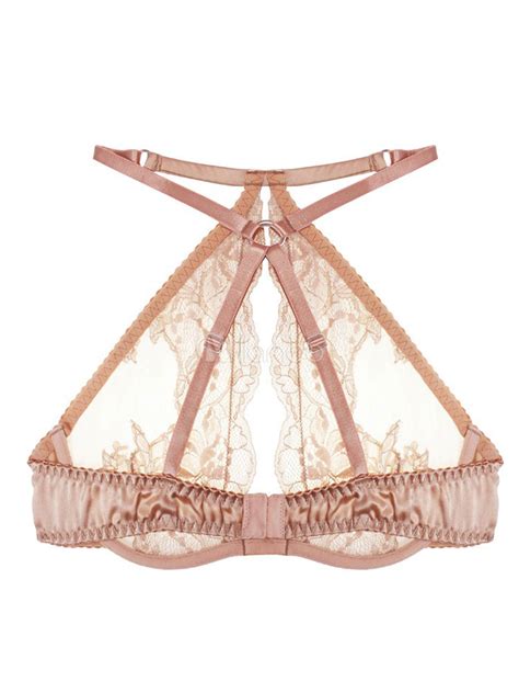 Nude Lace Bra Sheer Cut Out Halter Sexy Lingerie For Women Milanoo