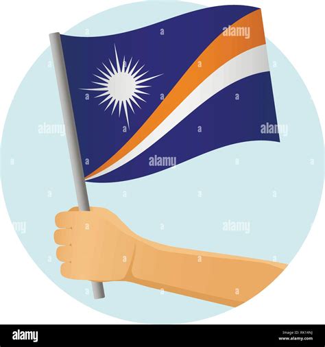 Marshall Islands Flag In Hand Patriotic Background National Flag Of