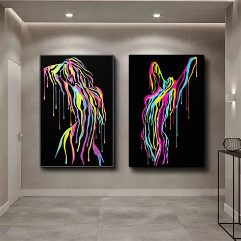 Pop Art Abstrato Colorido Sexy Girl Nude Canvas Pintura Poster E Imprimir Imagem Para Sala De