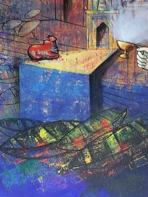 The Banaras Ghat Ganga Puja Acrylic On Canvas By Pravin Utge