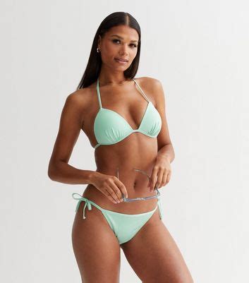 Mint Green Moulded Triangle Bikini Top New Look