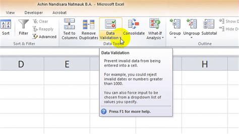 Microsoft Excel 2010 သခၤန္းစာ Data Validation Youtube