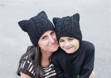 Crochet Pattern For Pussy Hat Cat Hat With Cable Panels Sizes Newborn To Adult Etsy