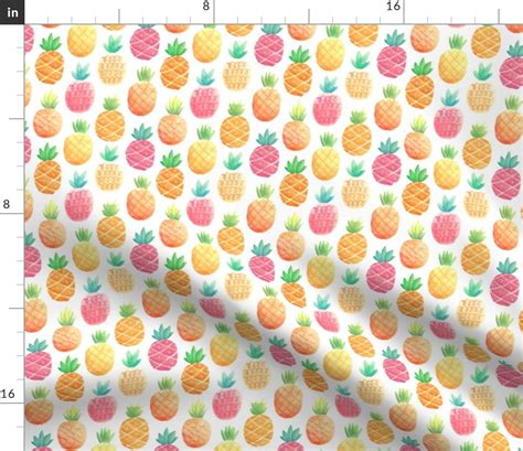 Watercolor Pineapples Smallest Scale Fabric Spoonflower