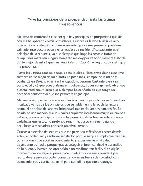 Vive los principios de la prosperidad hasta las últimas consecuencias - "Vive los principios de