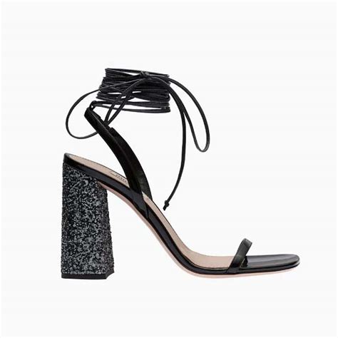 Miu Miu Women Patent Leather And Glitter Sandals In Mm Heel Height Black