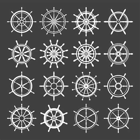 Premium Vector Collection Of White Vintage Steering Wheels Ship Yacht