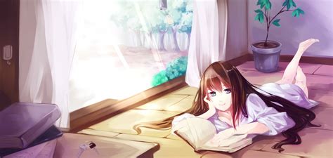 Anime Girl Reading Book Wallpapers - Wallpaper Cave