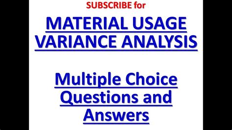 Cma P11137 Yt Mcq C103 Materials Usage Variance C 1 Cost And Variance Measures Multiple Chocie