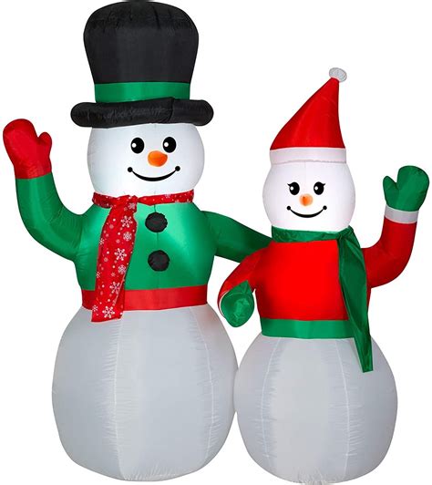 Home Accents Holiday 6 5 Ft Led Snowman Couple Airblown Inflatable