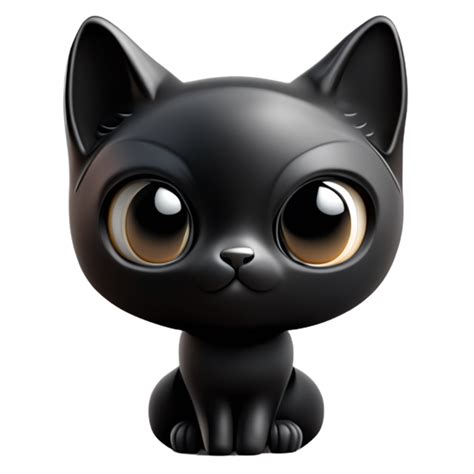 cat black animal cute ai generative  png