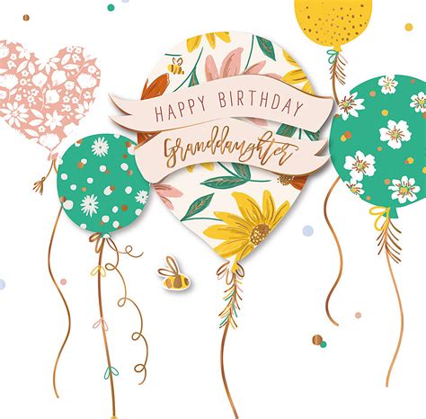 Granddaughter Balloons Embellished Birthday Greeting Card Cards