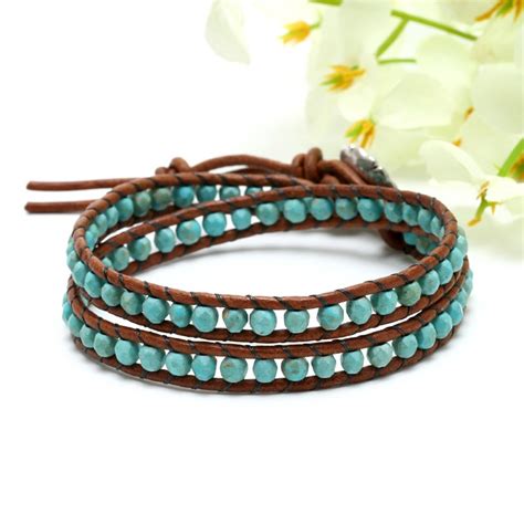 Aobei Pearl Handmade Bracelet With 4 Mm Cut Surface Turquoise And