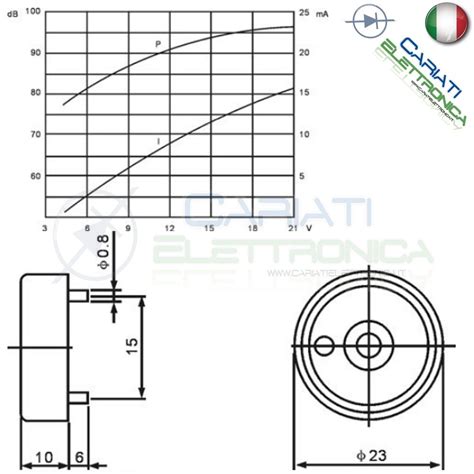 Pezzo Cicalino Buzzer V V V V Dc Oscillatore Integrato Diam