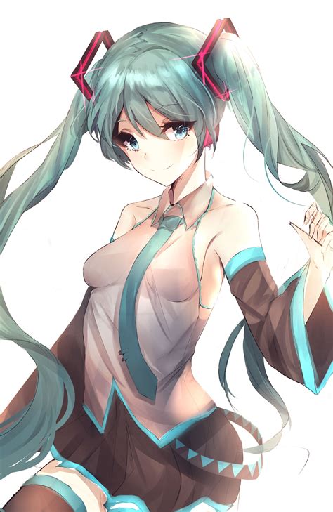 Anime Girls Green Eyes Digital Art Green Hair Hatsune Miku Artwork