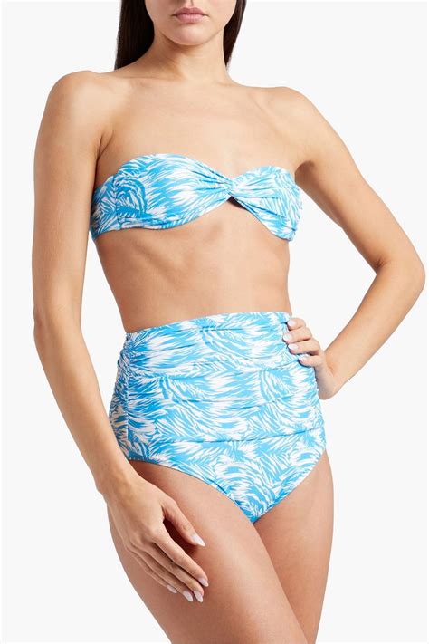 MELISSA ODABASH Lyon Twist Front Printed Bandeau Bikini Top THE OUTNET