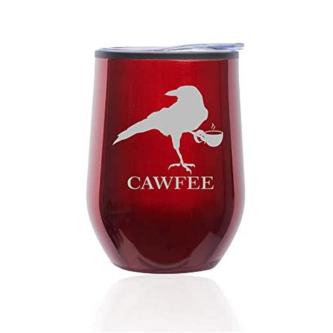 Stemless Wine Tumbler Coffee Travel Mug Glass With Lid Crow Raven