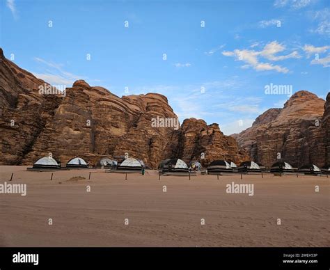 A Beautiful Glamping Tents Hotel In The Middle Of Wadi Rum Desert In