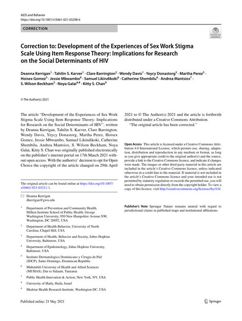 PDF Correction To Development Of The Experiences Of Sex Work Stigma