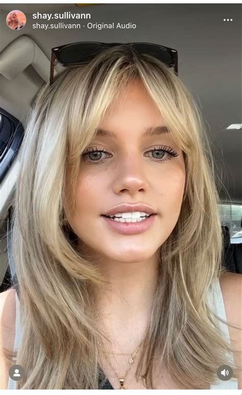 Middle Part Bangs Blonde Hair Inspiration Bangs With Medium Hair