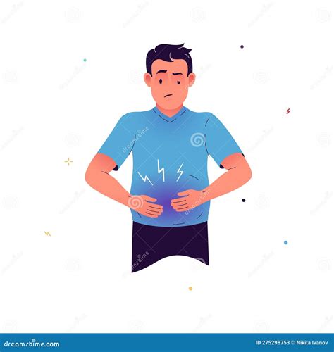 Vector Illustration Of A Man Suffering From Bloating The Man Has